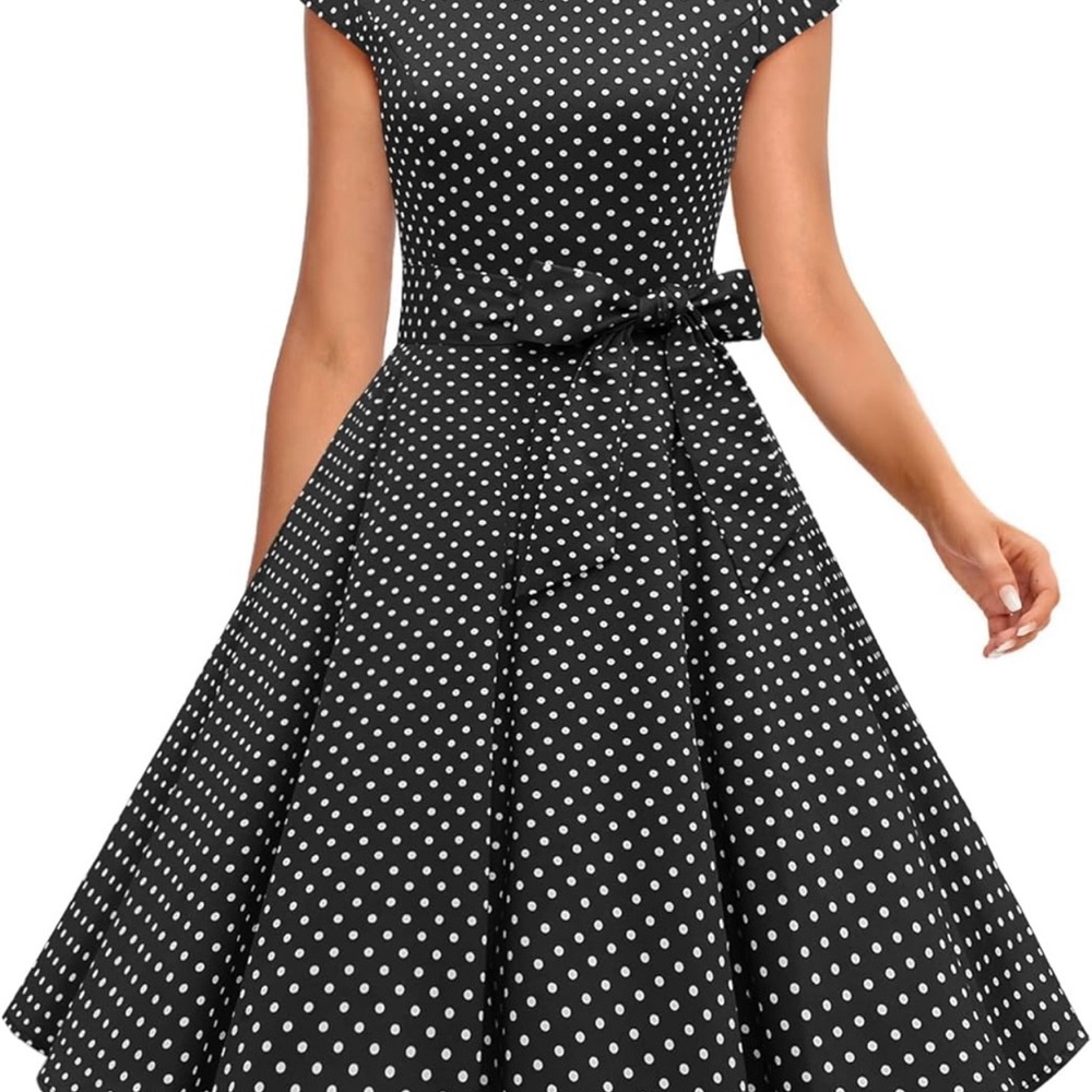 Elegant Black Polka Dot Dress